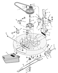 Mower Housing Diagram and Parts List for 30545X192A  Briggs and Stratton Lawn Tractor